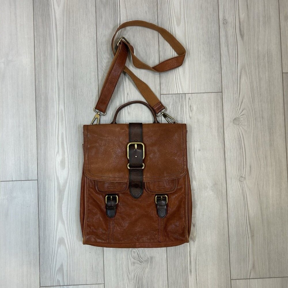 Vintage Fossil‎ Brown Leather Crossbody Messenger Bag ZB4872